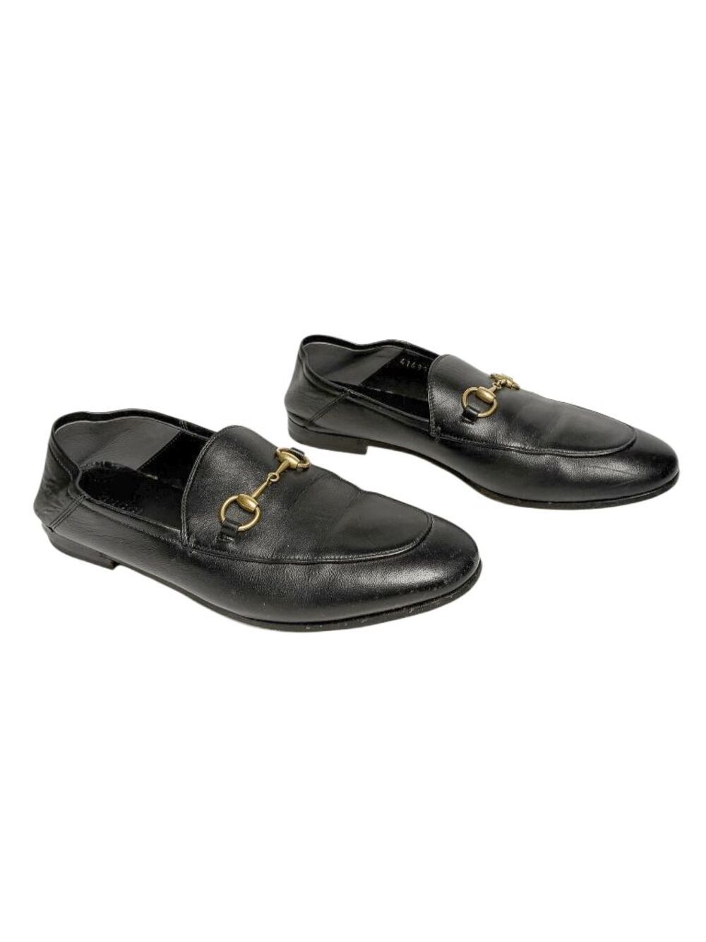 Gucci Brixton Horsebit Collapsible Heel Loafers Black Leather Flats EU 37 Womens